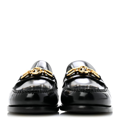 Louis Vuitton Glazed Calfskin Chess Flat Loafer 41 Black 3 of 9