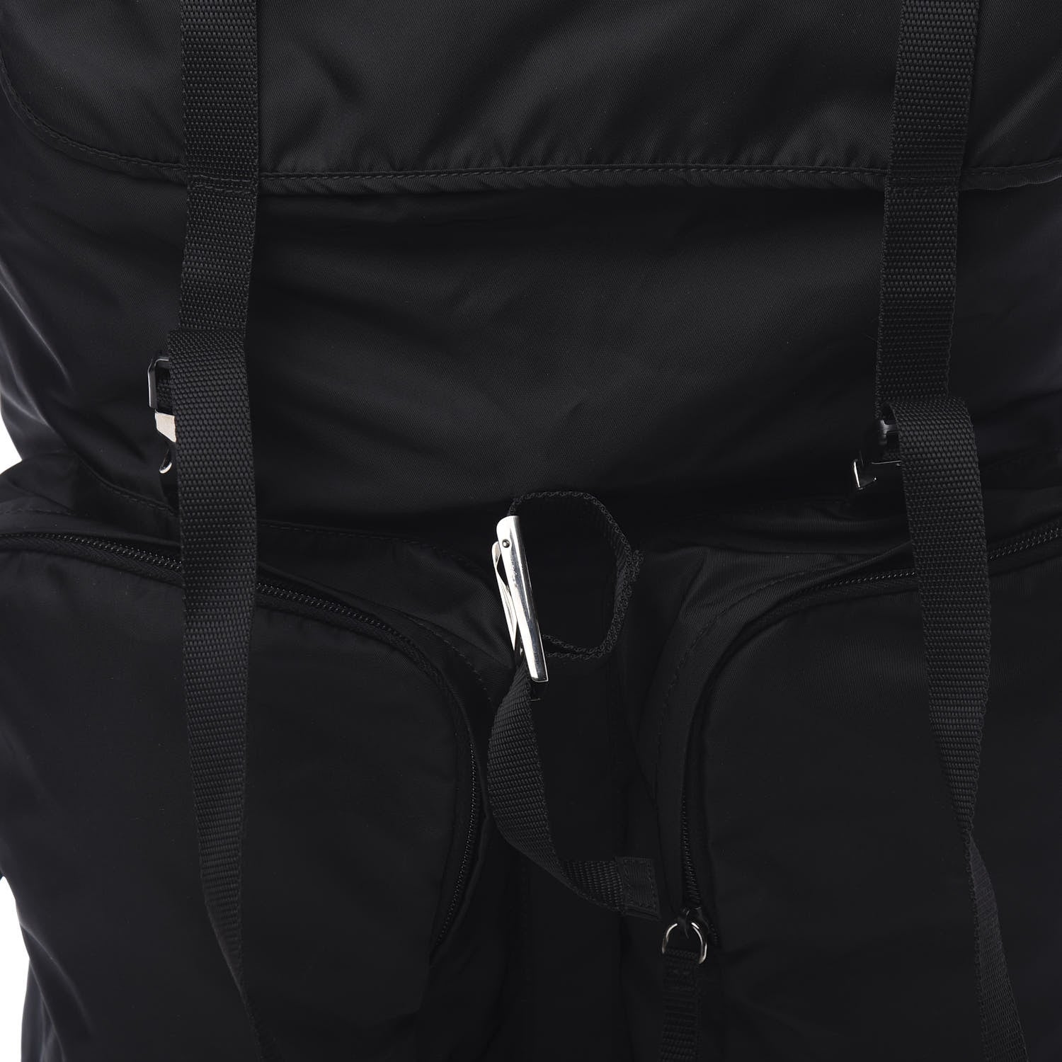 Prada Technical Nylon Saffiano Double Buckle Backpack Black 6 of 9