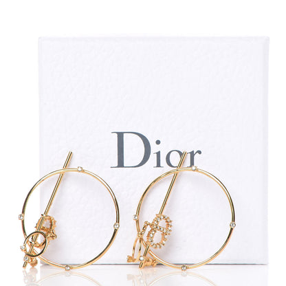 Christian Dior Crystal Hoop Earrings Gold 4 of 4