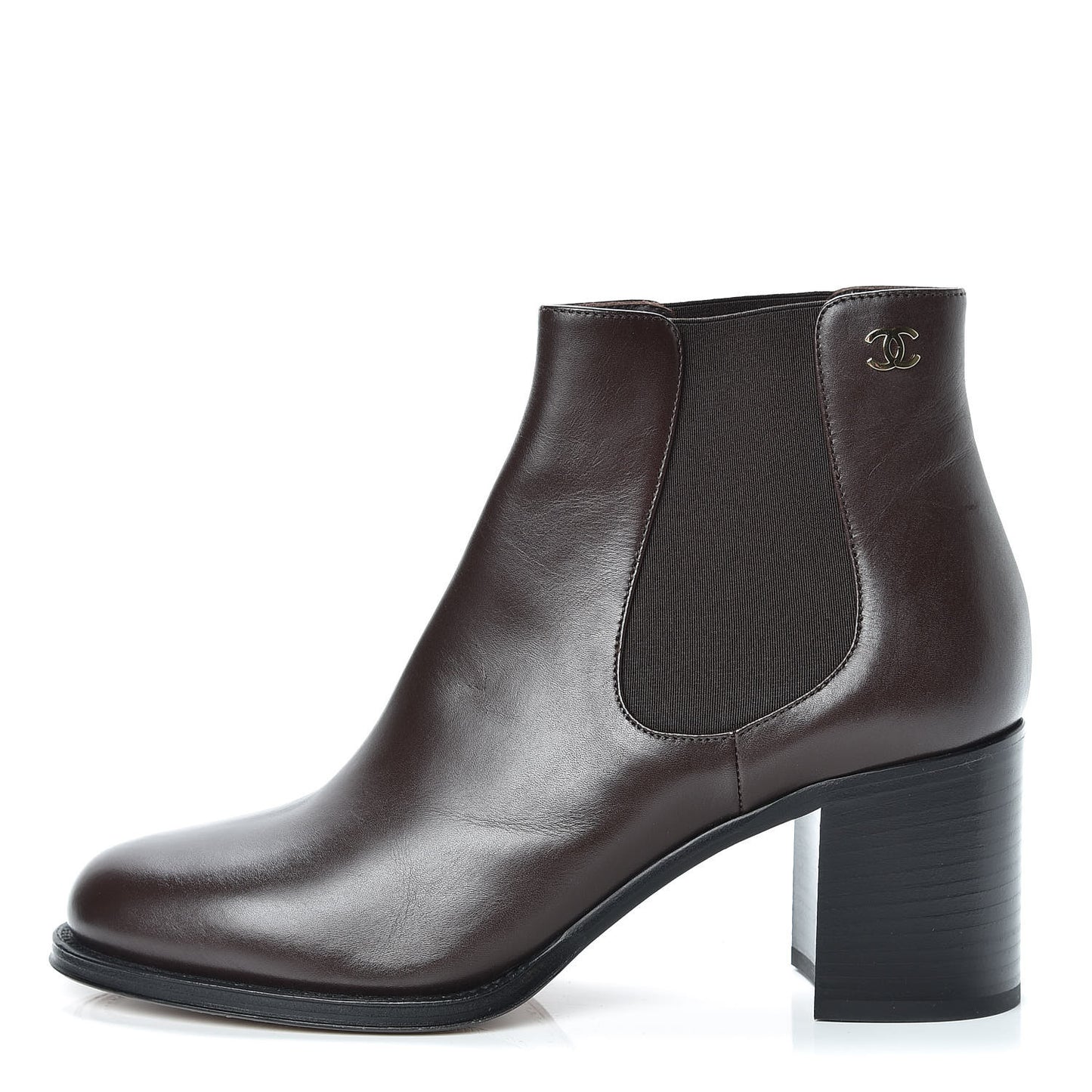 Glazed Calfskin Short Boots 40 Dark Brown
