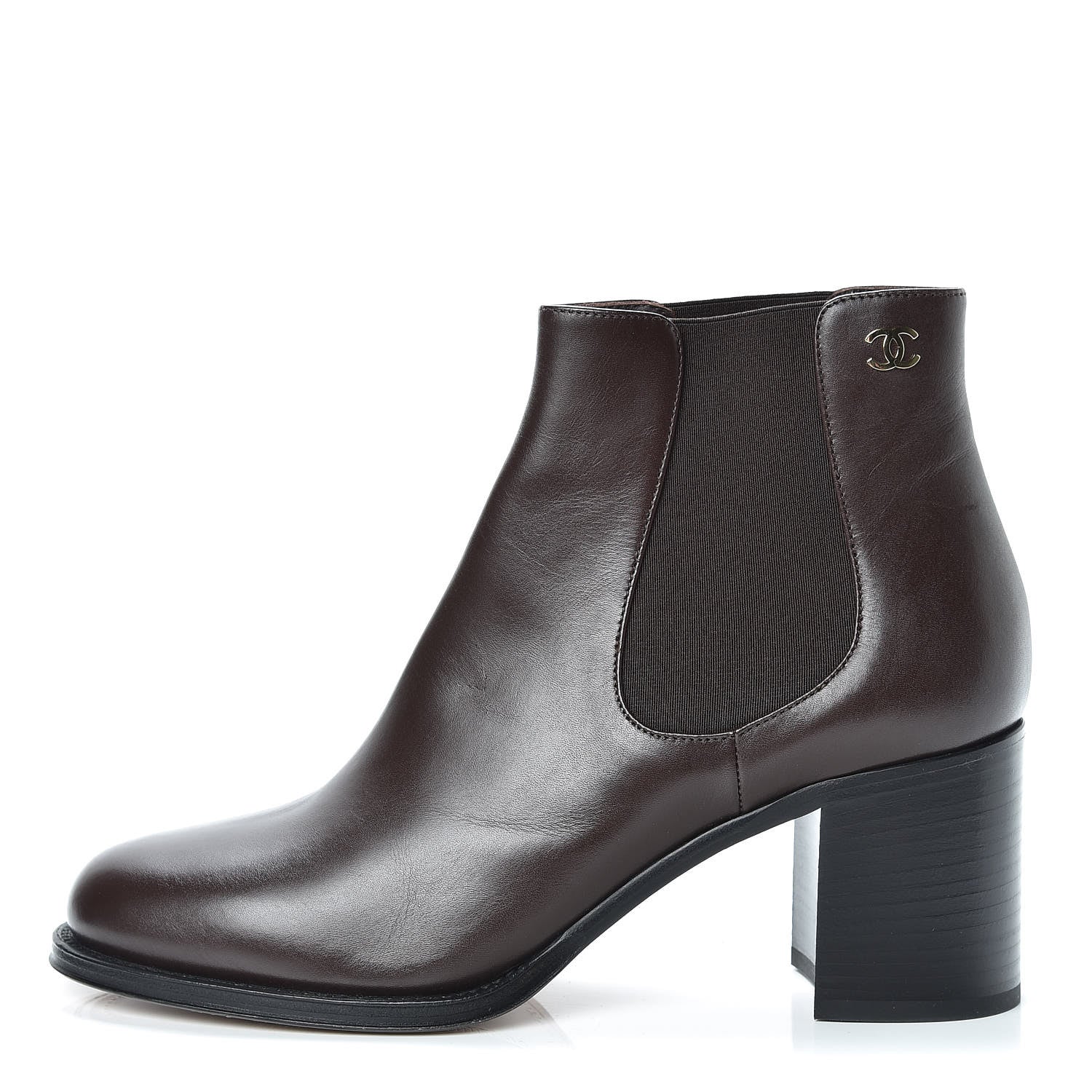 Chanel Glazed Calfskin Short Boots 40 Dark Brown 1 of 8