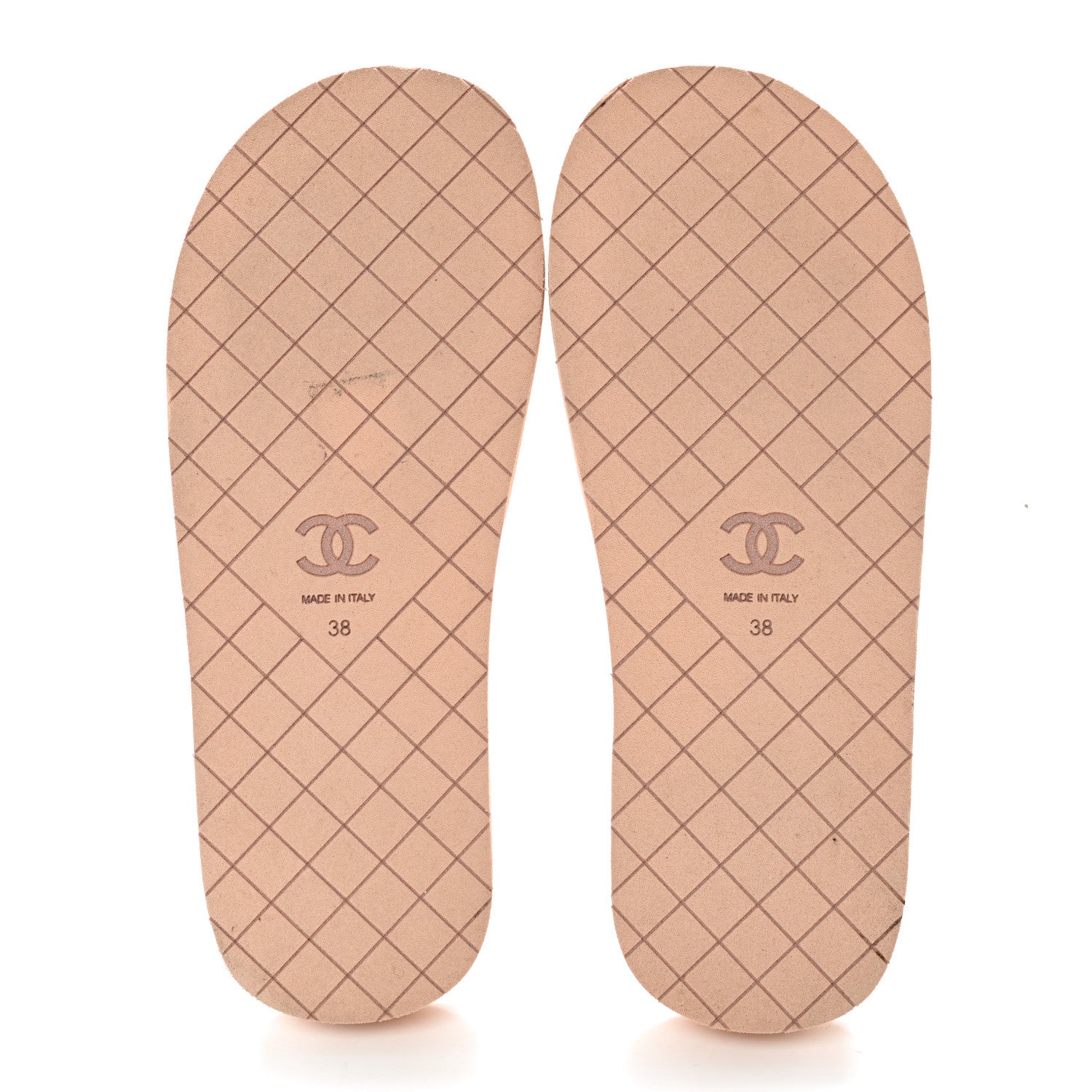 Chanel Fabric Rubber Coco Slides 38 Beige White 6 of 11
