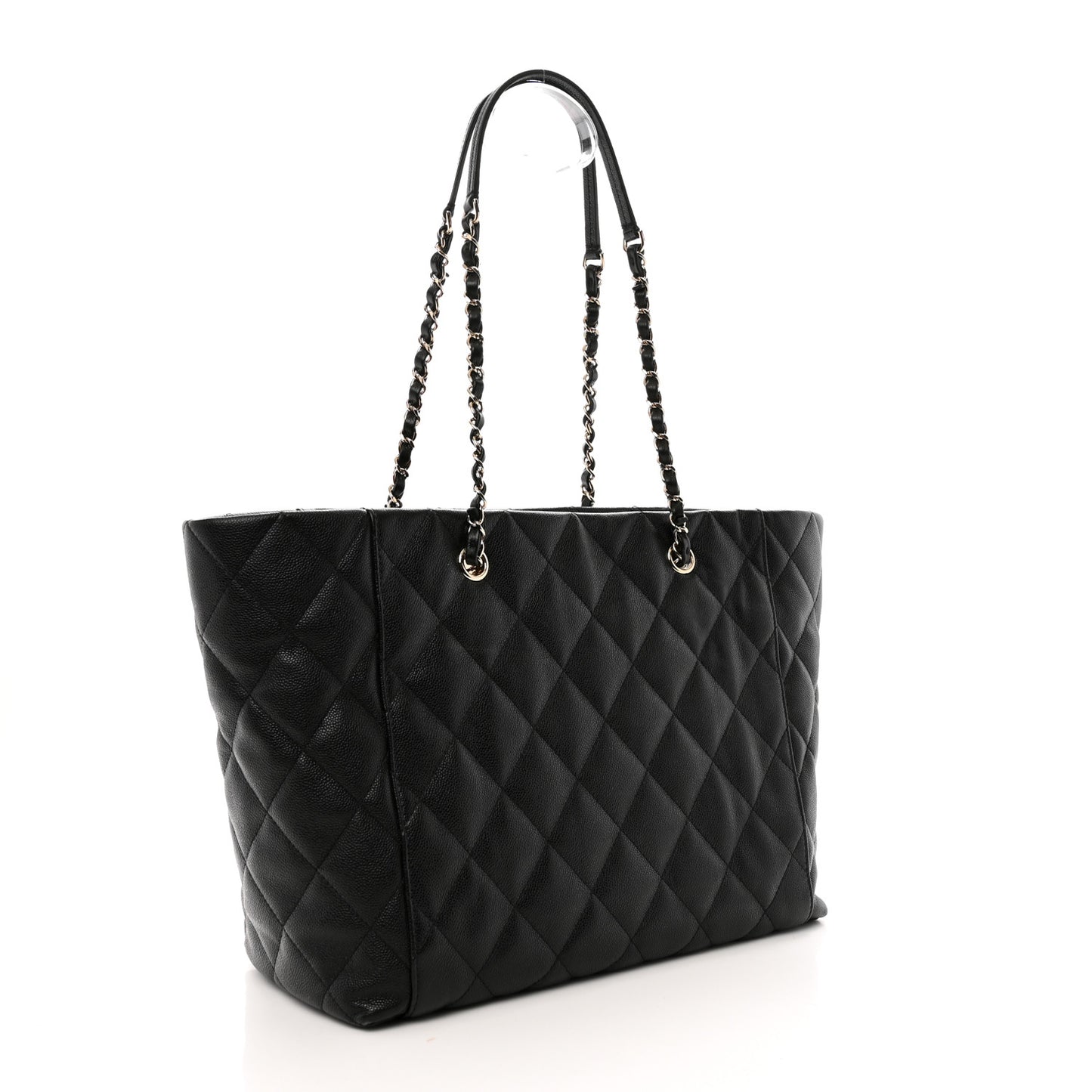 Caviar Quilted Large Shopping Tote Black