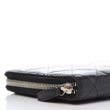 Chanel Lambskin Quilted Large Zip Around Organizer Wallet Black 12 of 13
