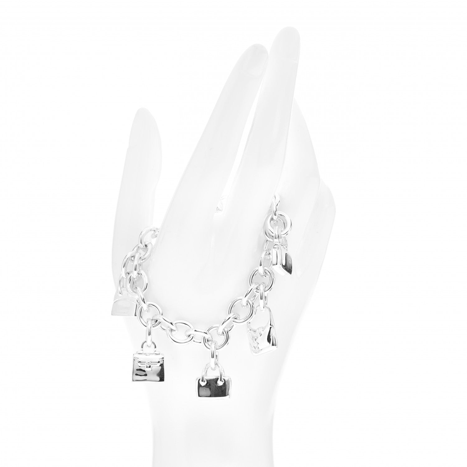 Hermes Sterling Silver Five Bags Amulette Charm Bracelet ST 2 of 5