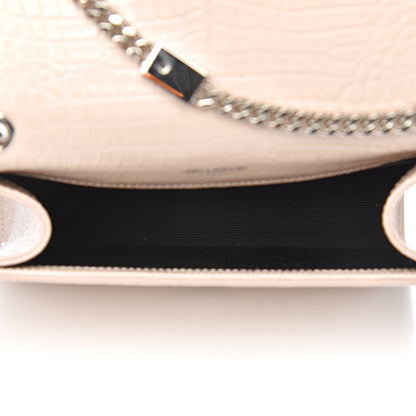 Saint Laurent Calfskin Crocodile Embossed Small Classic Monogram Kate Tassel Satchel Rose Antic 5 of 10