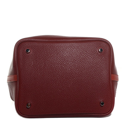 Hermes Taurillon Clemence Bi-Color Picotin Lock 22 MM Rouge H Brique 5 of 12