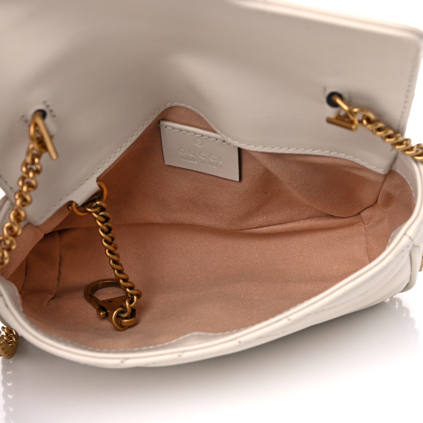Calfskin Matelasse Super Mini GG Marmont Shoulder Bag White