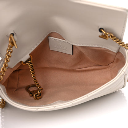 Gucci Calfskin Matelasse Super Mini GG Marmont Shoulder Bag White 5 of 10