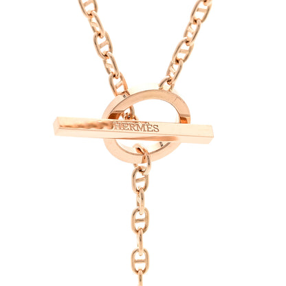 Hermes 18K Rose Gold Diamond GM  Chaine D'Ancre Contour Pendant Necklace LG 4 of 5