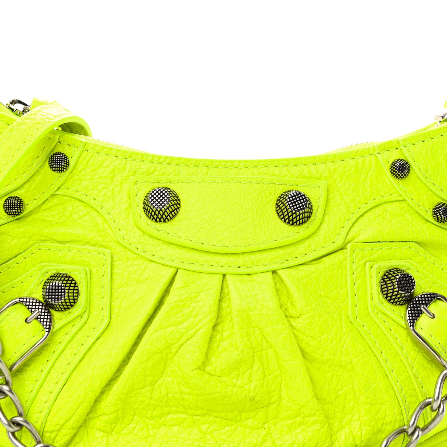 Balenciaga Agneau Arena Le Cagole Mini Purse With Chain Lime 8 of 10
