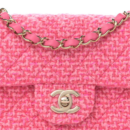Chanel Wool Tweed Quilted Mini Rectangular Flap Dark Pink Fuchsia 7 of 10