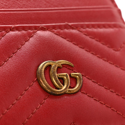 Gucci Calfskin Matelasse GG Marmont Card Holder Hibiscus Red 9 of 9