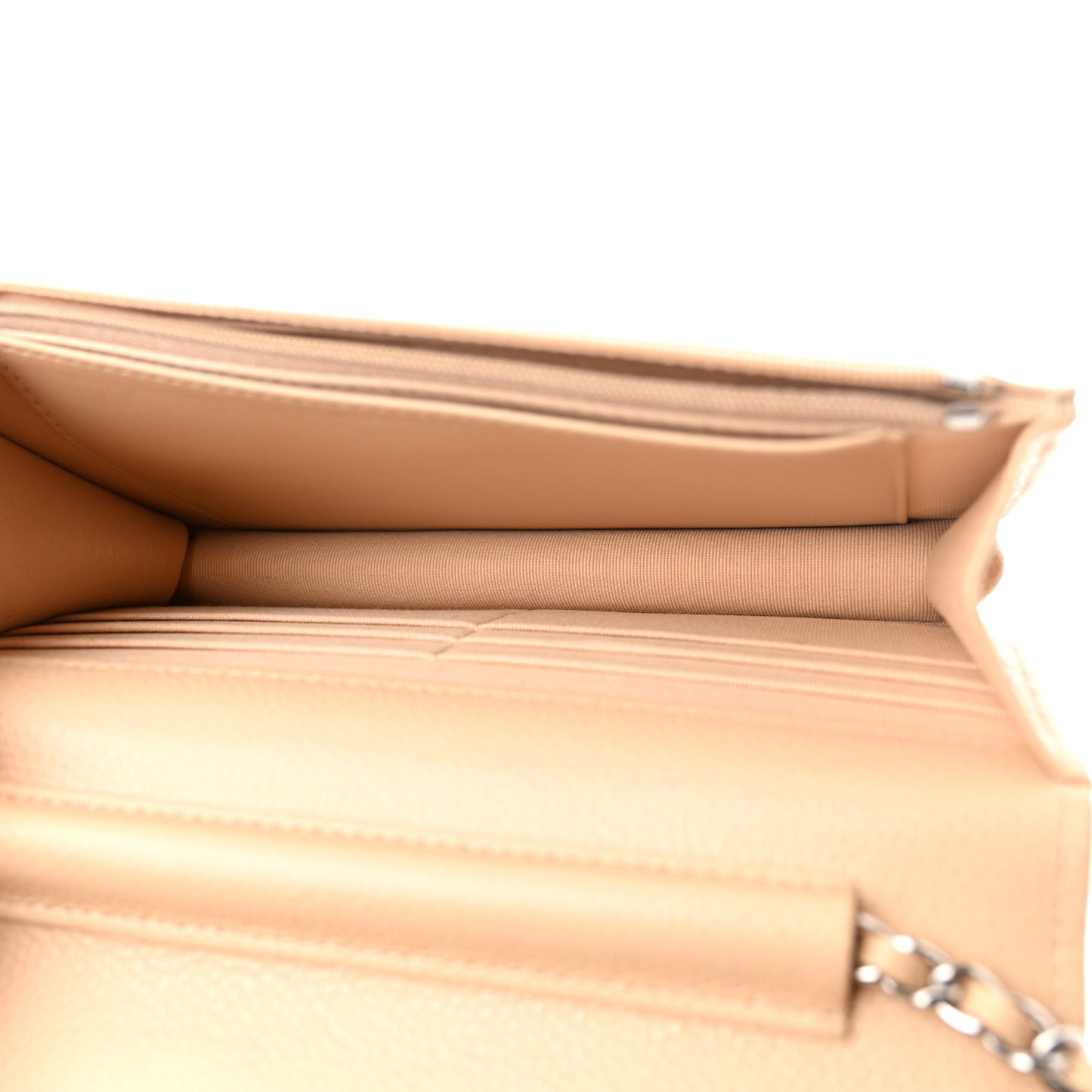 Caviar Quilted Wallet On Chain WOC Beige