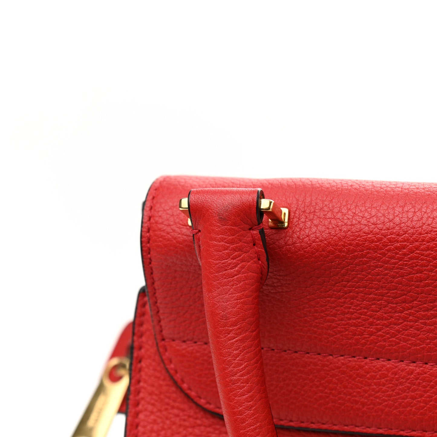 Drummed Calfskin Suede Large Trapeze Coquelicot