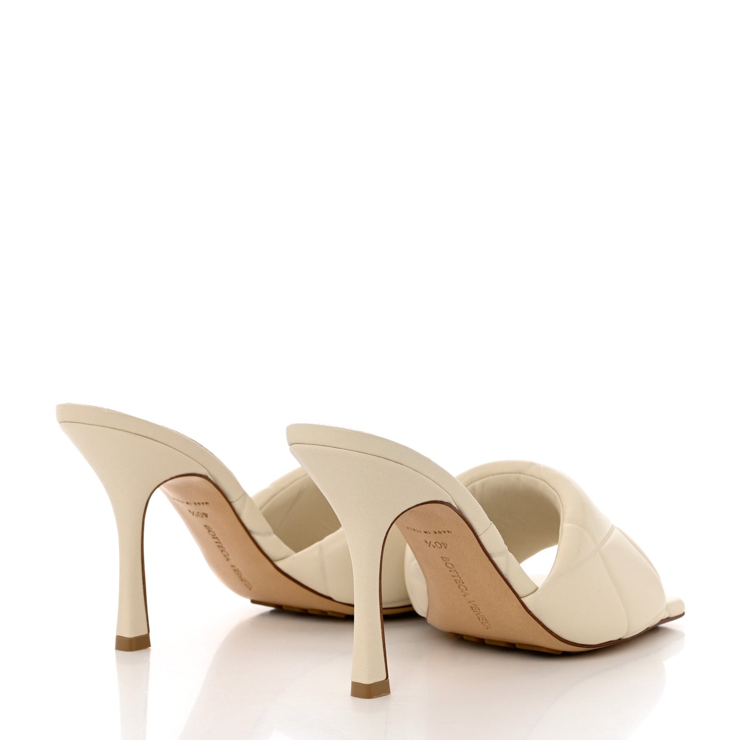 Nappa Quilted Rubber Lido Mule Sandals 40.5 Sea Salt