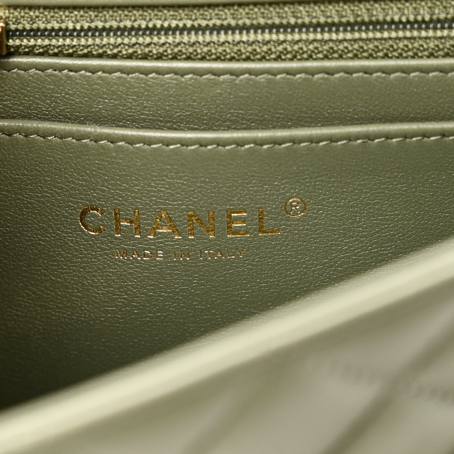 Lambskin Quilted Mini Rectangular Flap Green