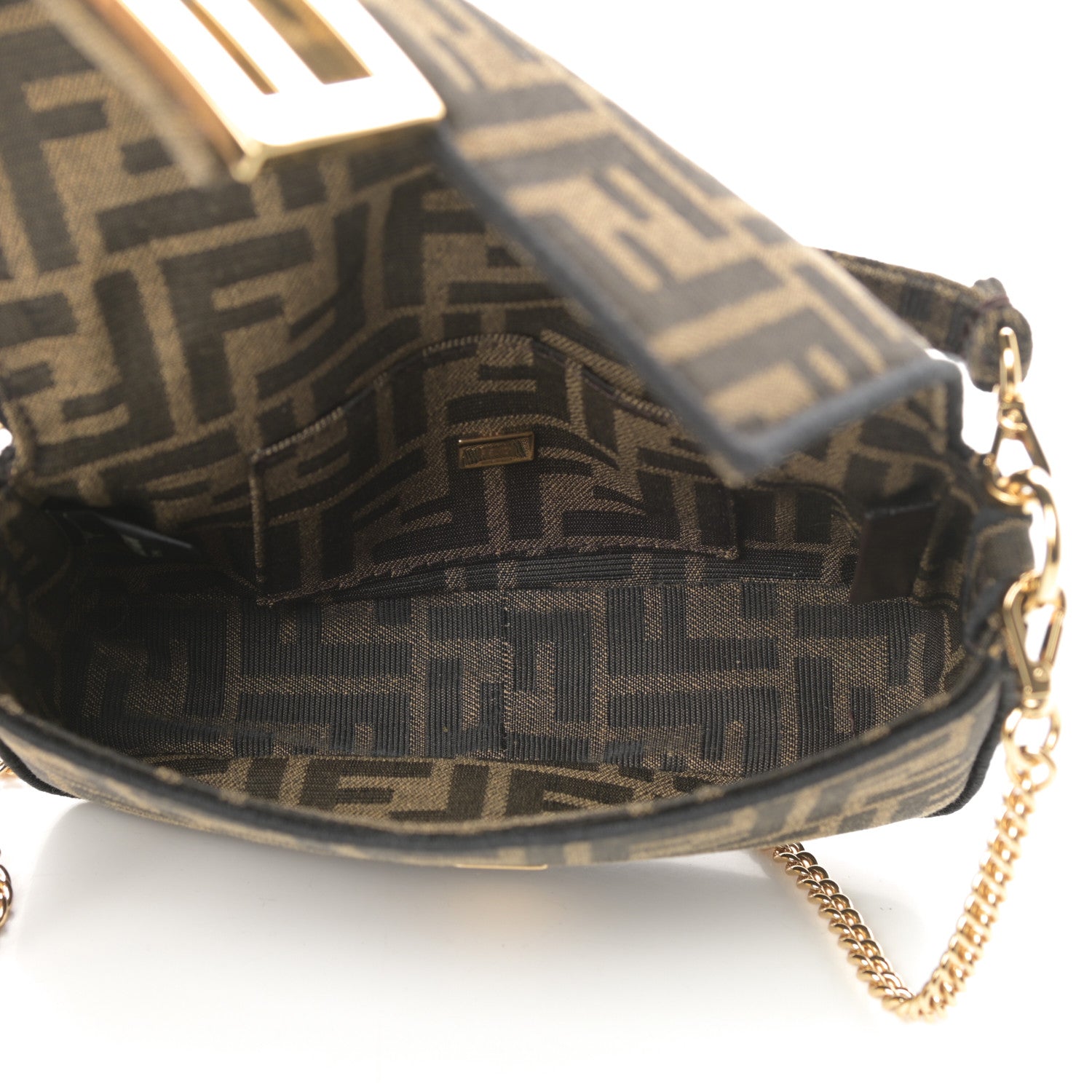 Fendi Fabric Jacquard FF 1974 Mini Baguette Tobacco Moro Black 5 of 11