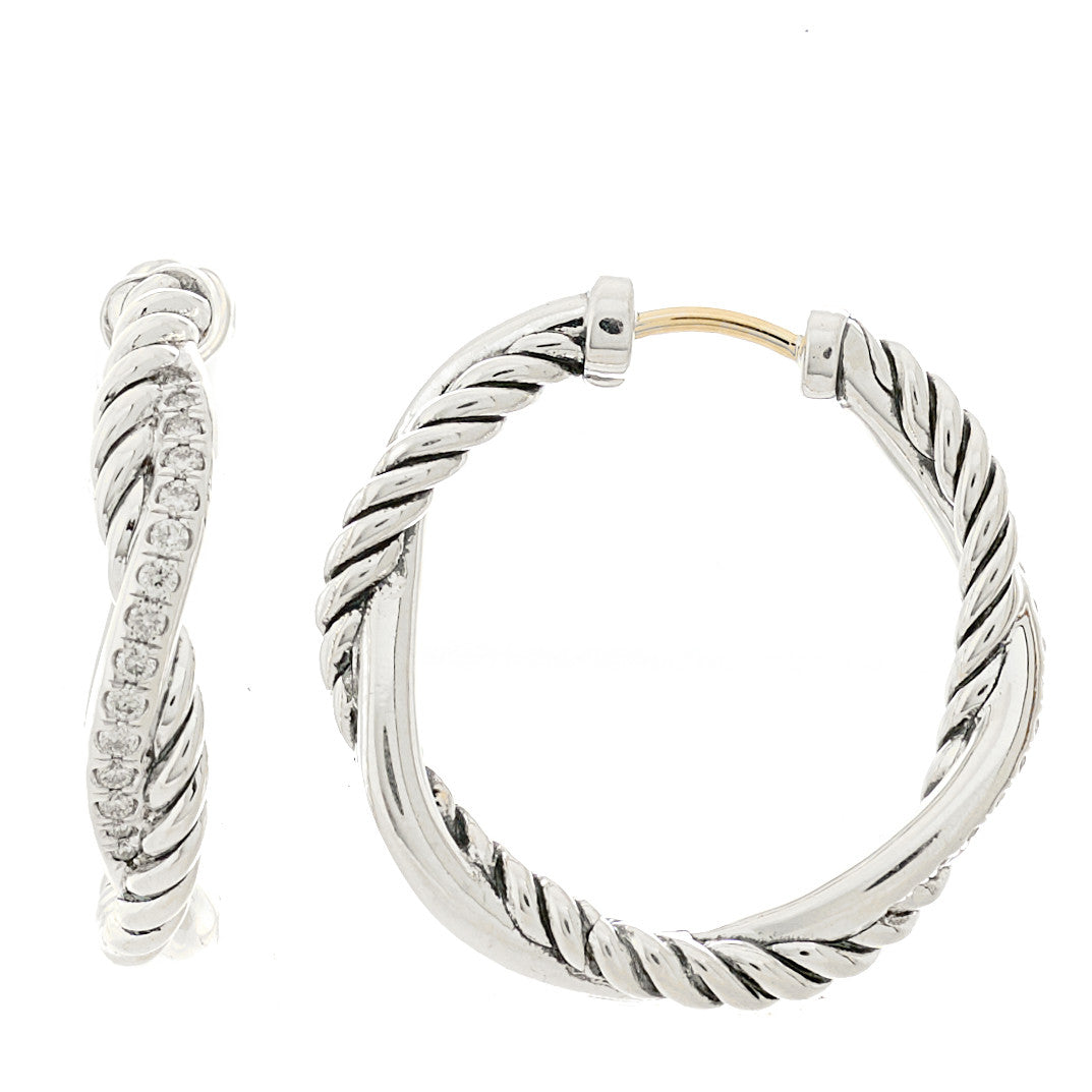 Sterling Silver Diamond Petite Infinity Hoop Earrings