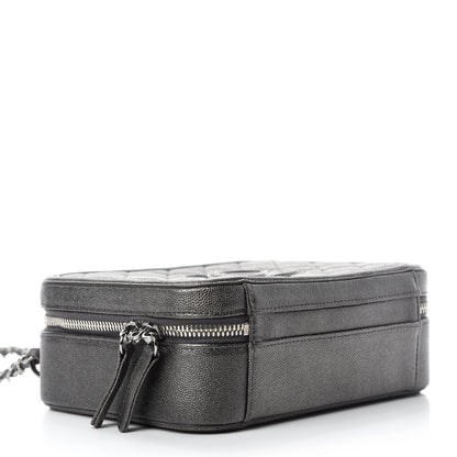 Chanel Metallic Caviar Quilted Medium CC Filigree Vanity Case Dark Silver 4 of 10