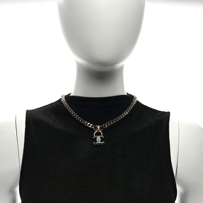 Chanel Crystal Crystal CC Lock Short Necklace Gold 3 of 4