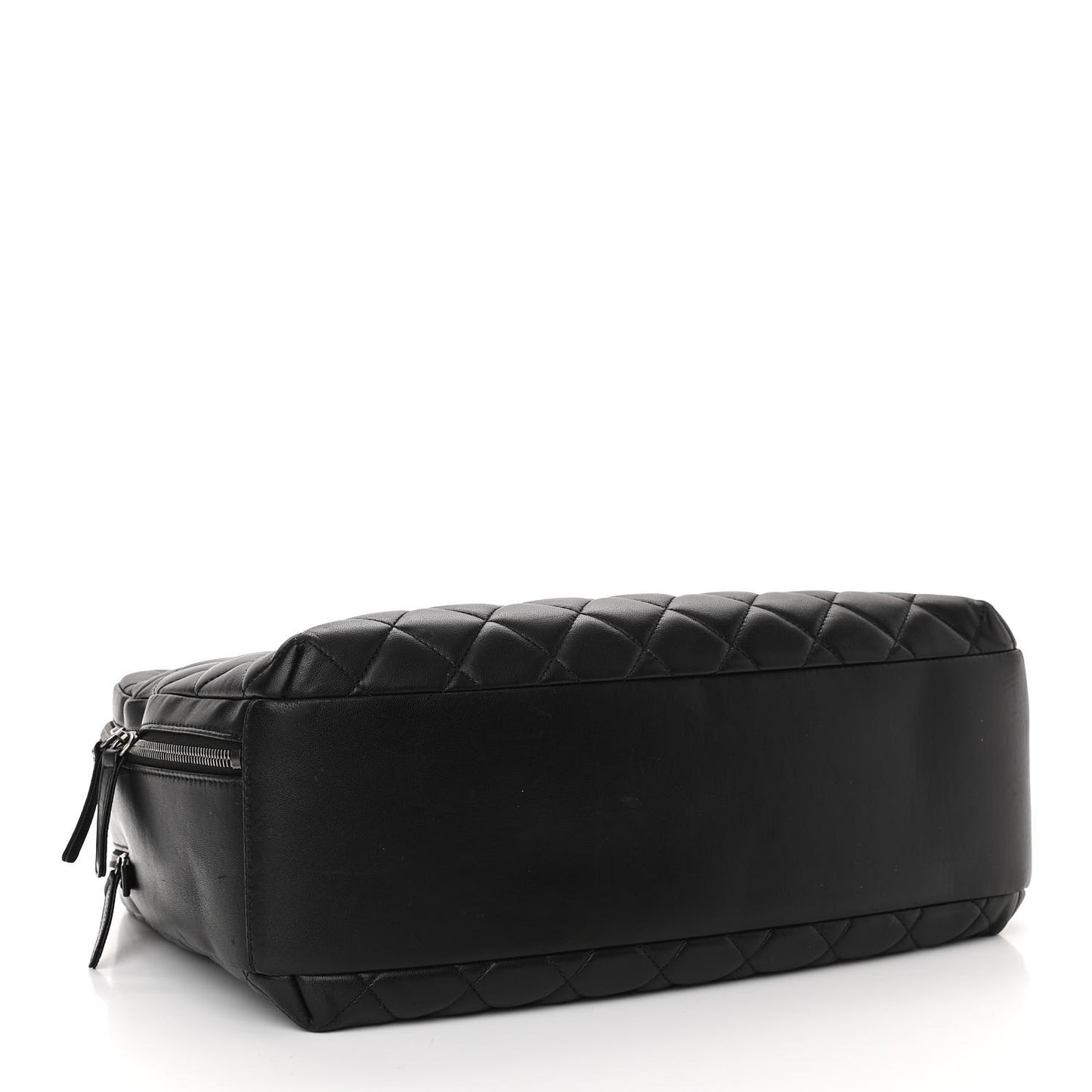 Lambskin Quilted Large Trendy CC Bowling Bag Black