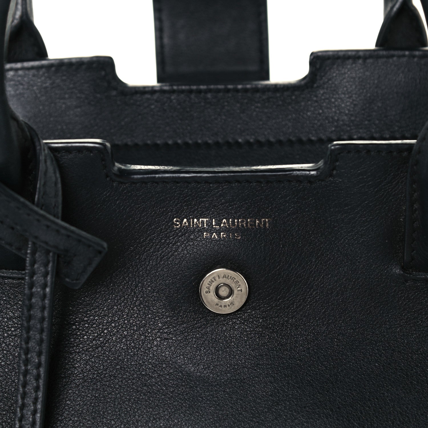 Saint Laurent Smooth Calfskin Crocodile Embossed Small Monogram Downtown Cabas Black 9 of 12