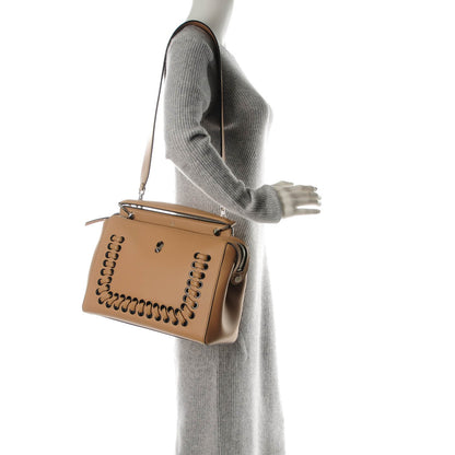 Fendi Vitello Baltico Dolce Shiny Nappa Lace Up DotCom Satchel Cuoio Ceruleo 2 of 10
