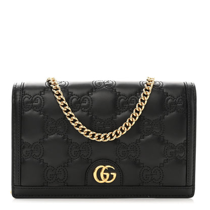 Gucci Calfskin GG Matelasse Chain Wallet Black 1 of 12