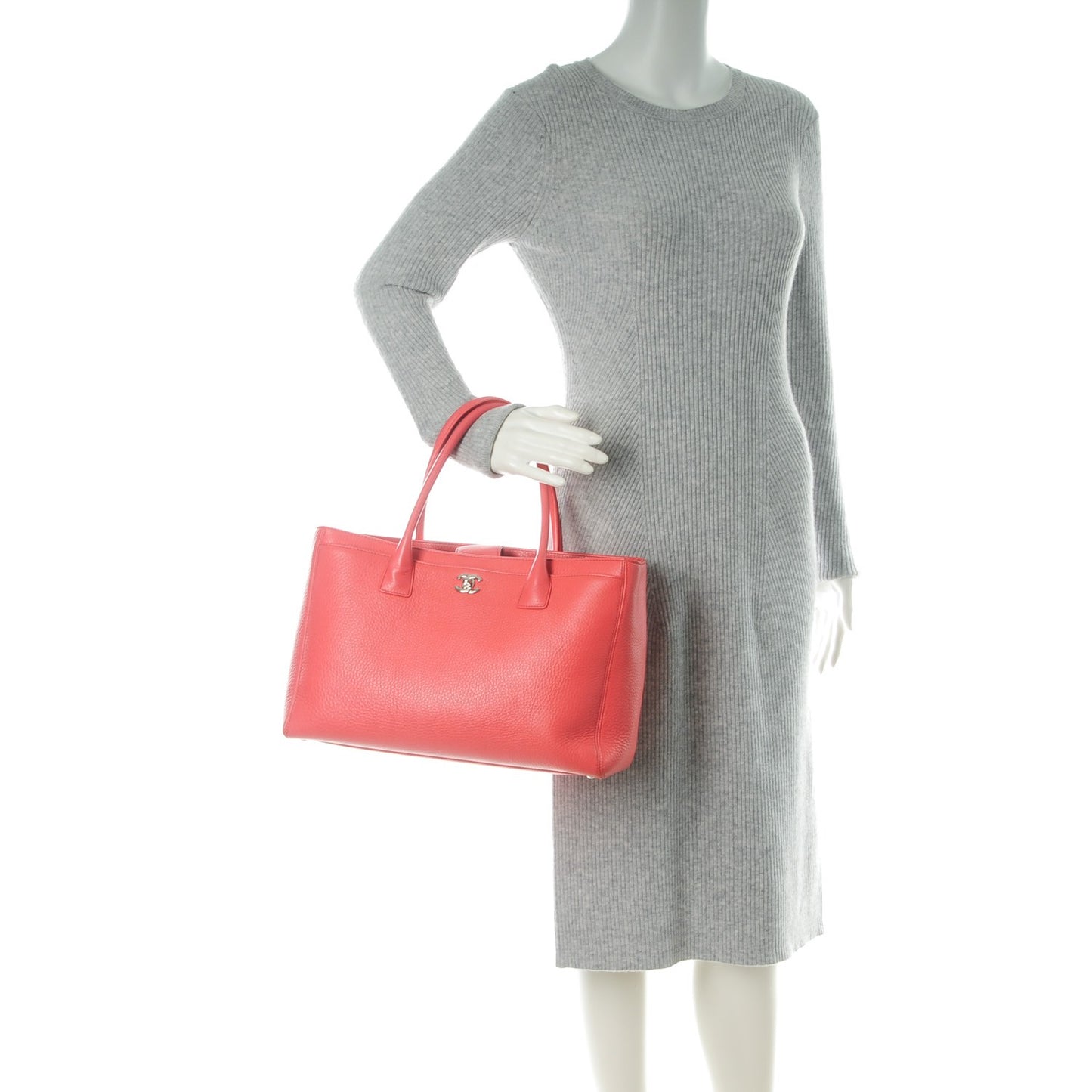 Calfskin Cerf Executive Shopper Tote Coral