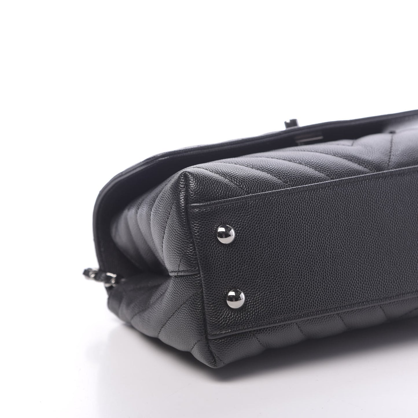 Caviar Chevron Quilted Mini Coco Handle Flap Black