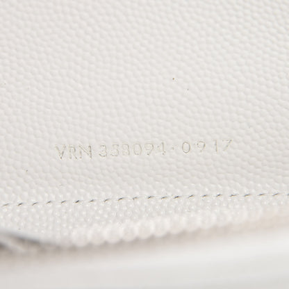 Saint Laurent Grain De Poudre Matelasse Chevron Monogram Zip Around Wallet Blanc Optique 7 of 8