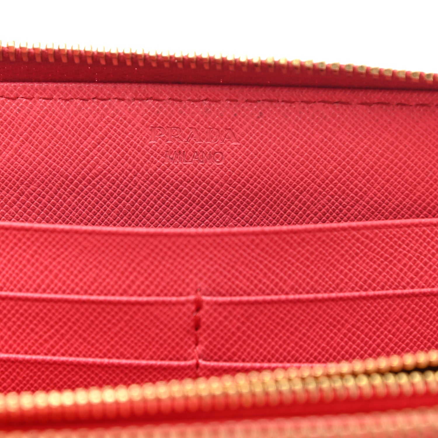 Prada Saffiano Metal Zip Wallet Fragola 10 of 11