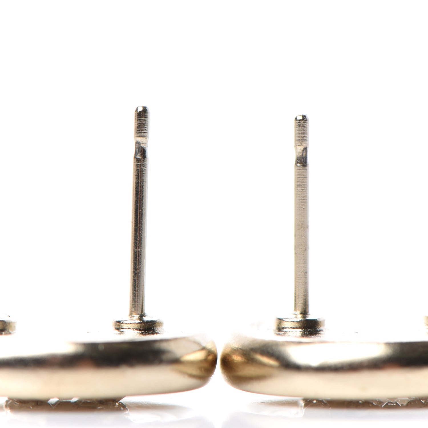 Chanel Crystal CC Round Earrings Light Gold 3 of 5
