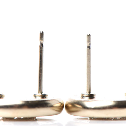 Chanel Crystal CC Round Earrings Light Gold 3 of 5