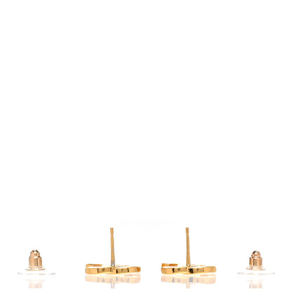 Chanel Metal CC Paris Button Stud Earrings Gold 3 of 4
