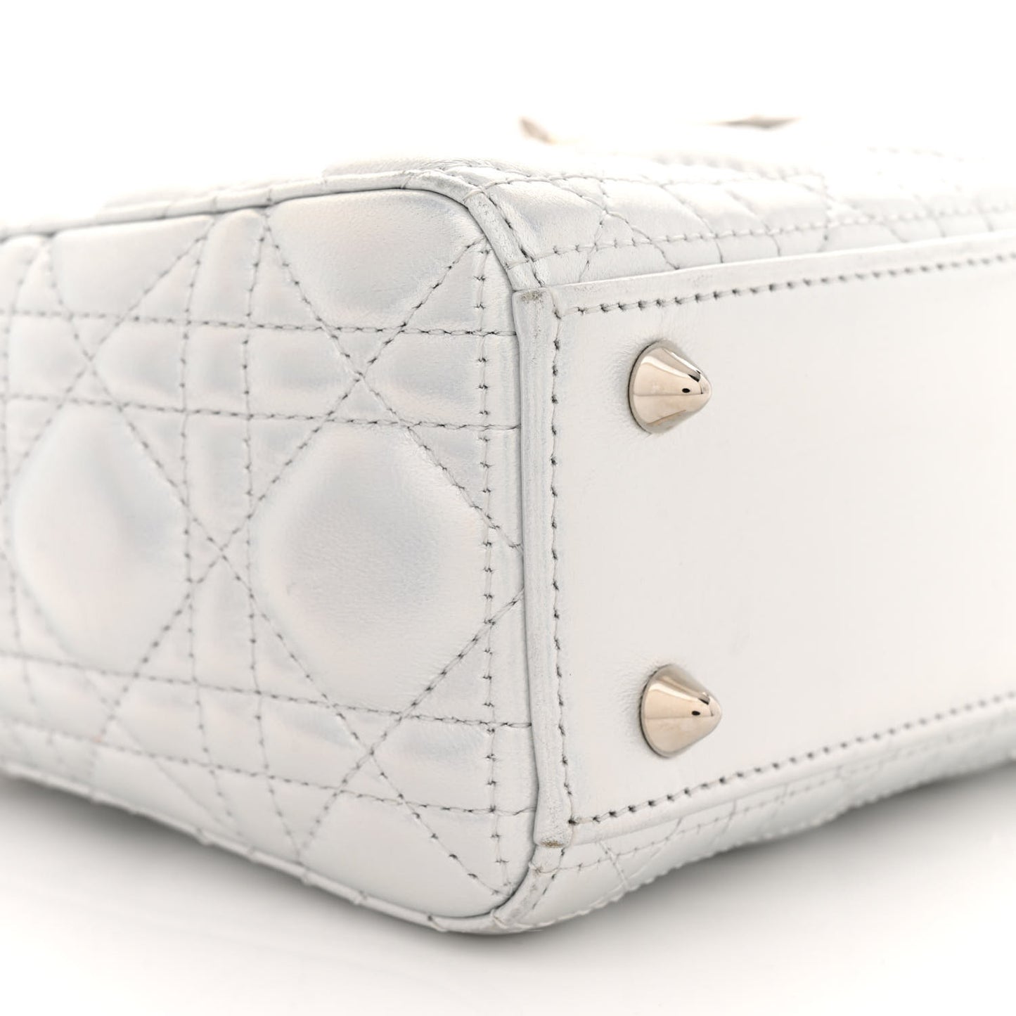 Metallic Lambskin Cannage Small My ABCDior Lady Dior Silver