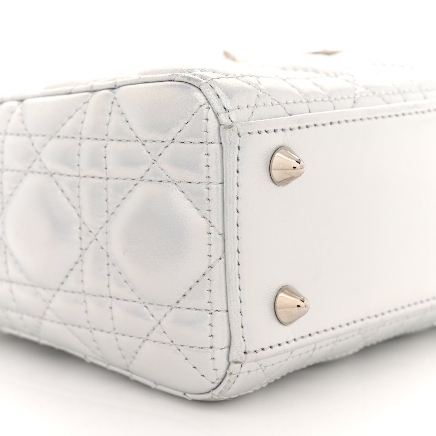Christian Dior Metallic Lambskin Cannage Small My ABCDior Lady Dior Silver 9 of 15