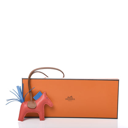 Hermes Milo Lambskin Grigri Rodeo Horse Bag Charm PM Rose Texas Bleu Zanzibar Gold 5 of 5