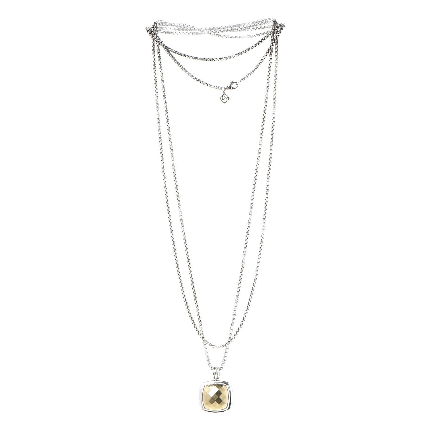 David Yurman Sterling Silver 18K Gold 19mm Albion Dome Pendant Necklace 3 of 6