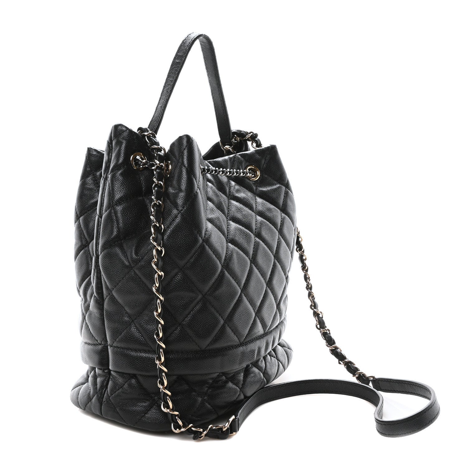 Chanel Caviar Quilted Large Rolled Up Bucket Drawstring Bag Black 3 of 10