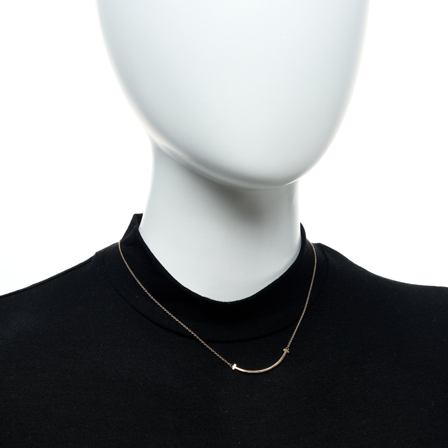 Tiffany 18K Rose Gold Small T Smile Pendant Necklace 2 of 4