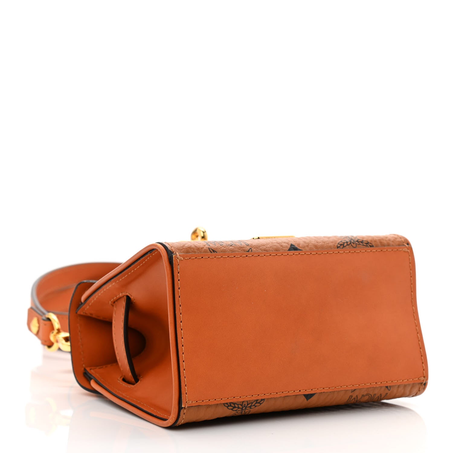 MCM Visetos X-Mini Heritage Top Handle Satchel Cognac 4 of 13