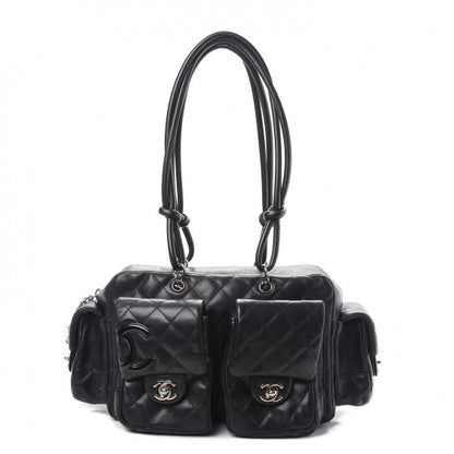 Chanel Calfskin Quilted Small Cambon Multipocket Reporter Black White 1 of 11