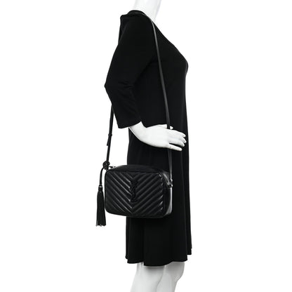 Saint Laurent Calfskin Matelasse Monogram Monochrome Lou Camera Bag Black 2 of 15