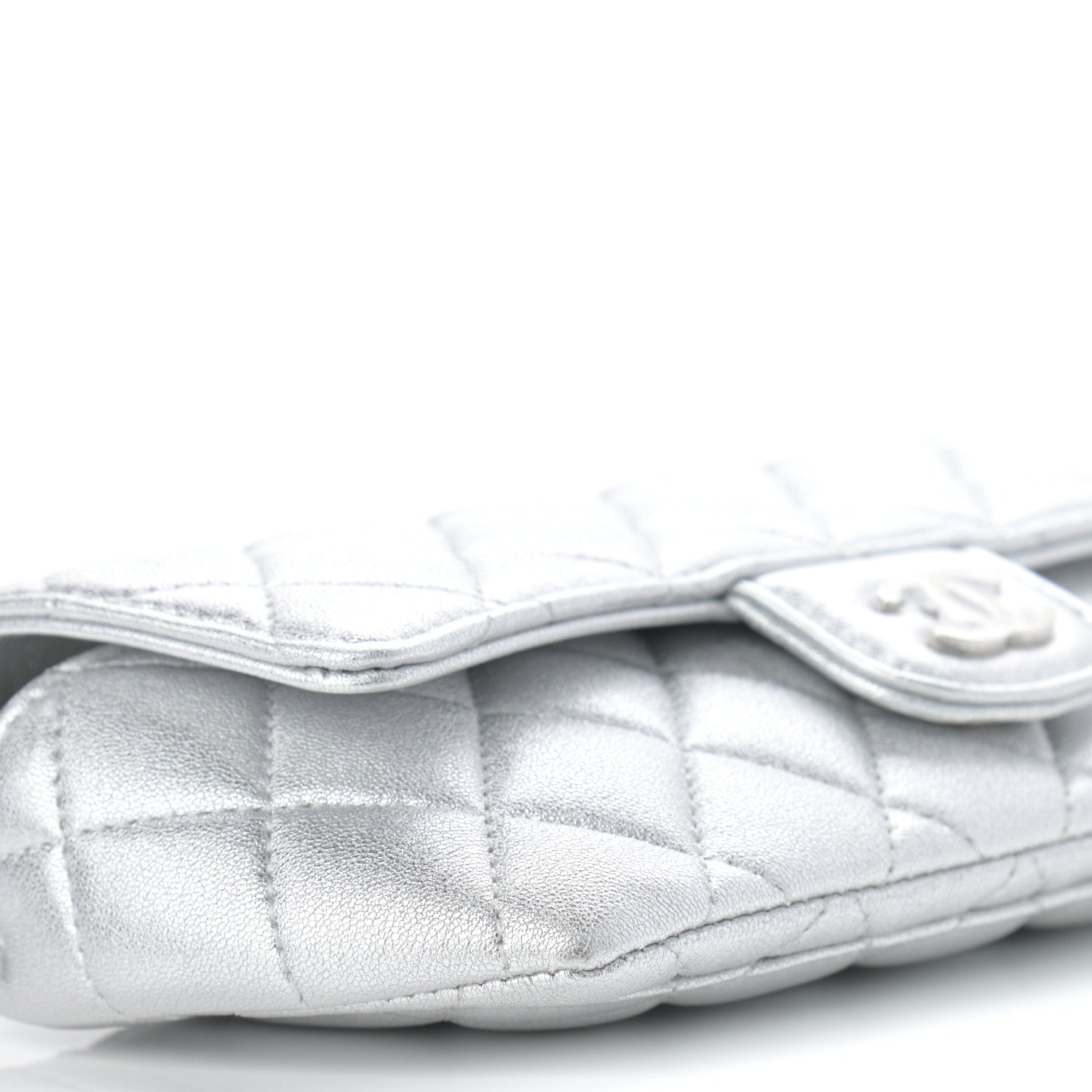Chanel Metallic Lambskin Quilted Glasses Case With Chain Silver 10 of 12