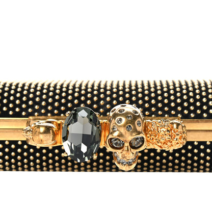 Alexander McQueen Suede Studded Skull Knuckle Box Clutch Black 8 of 15