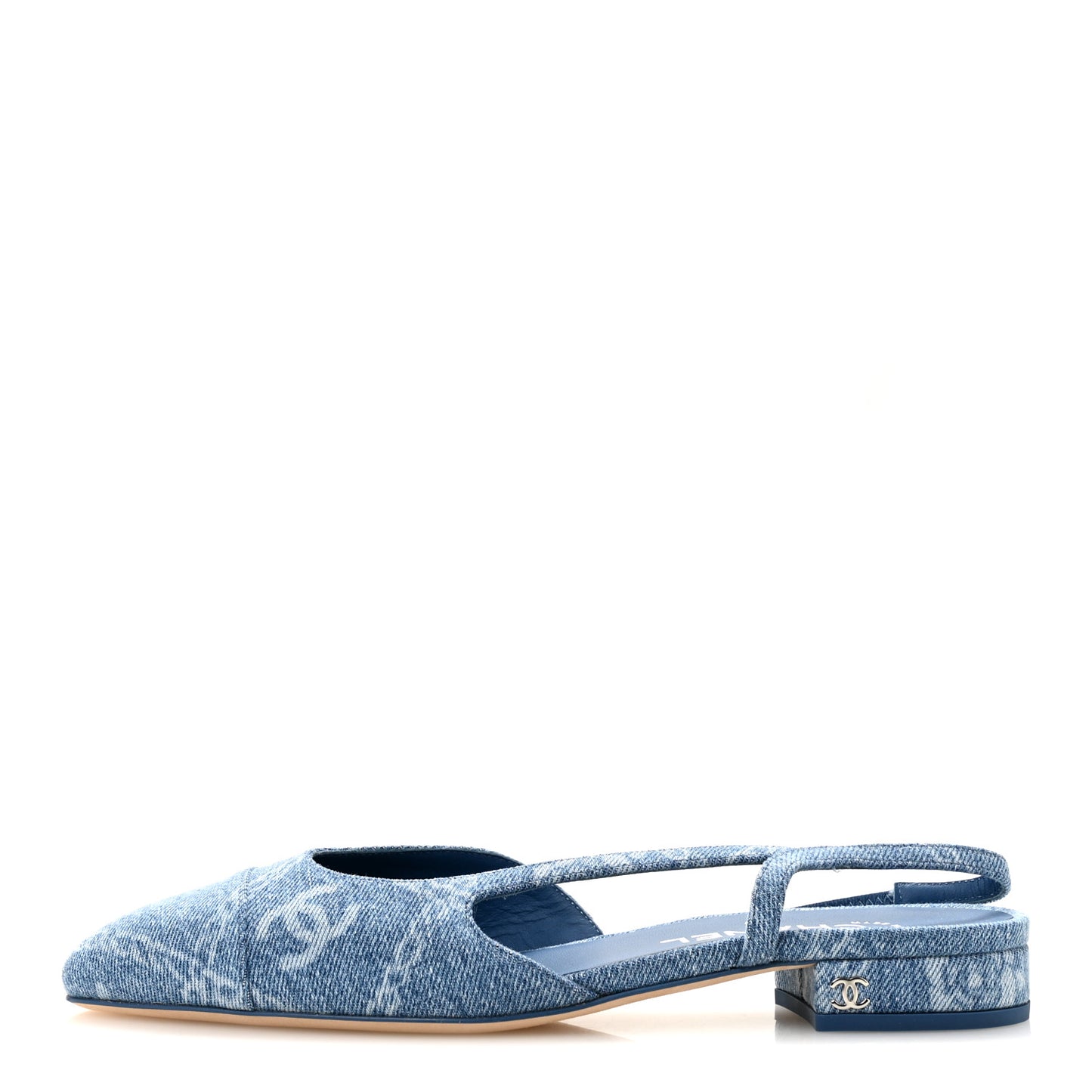 Denim Cap Toe CC Slingback Flats 38.5 Light Blue Multicolor