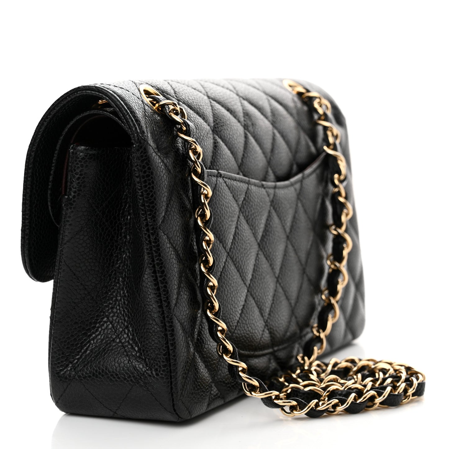 Caviar Quilted Small Double Flap Black