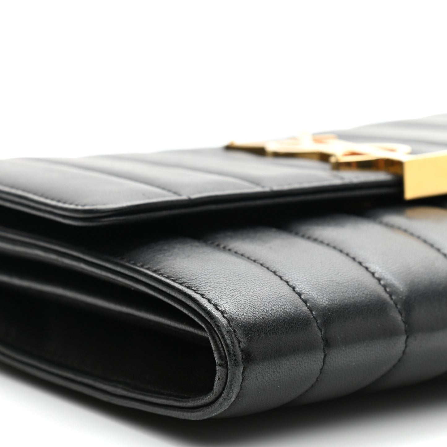 Lambskin Matelasse Monogram Vicky Chain Wallet Black